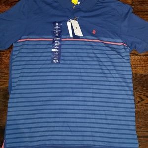 Mens Izod Estate Blue and Orange Striped Polo